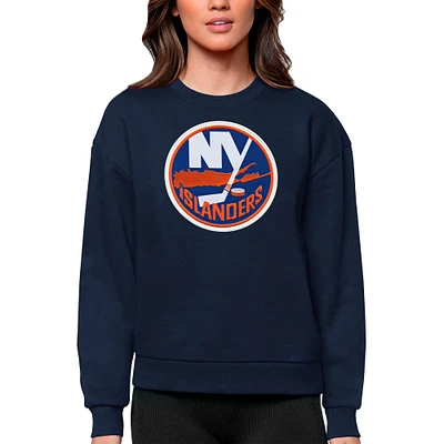 Women's Antigua Navy New York Islanders Primary Logo Team Victory Crewneck Pullover Sweatshirt