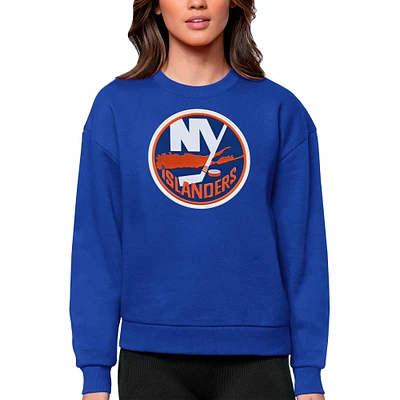 Women's Antigua Royal New York Islanders Primary Logo Team Victory Crewneck Pullover Sweatshirt