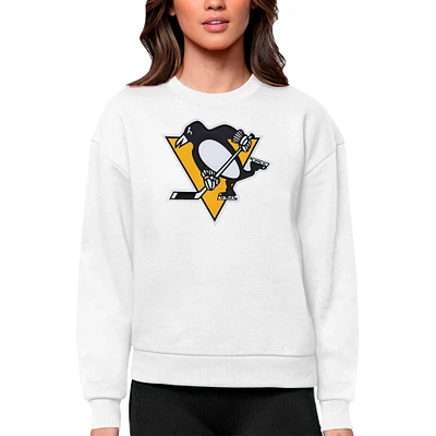 Women's Antigua White Pittsburgh Penguins Primary Logo Team Victory Crewneck Pullover Sweatshirt