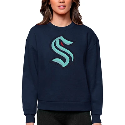 Women's Antigua Navy Seattle Kraken Primary Logo Team Victory Crewneck Pullover Sweatshirt