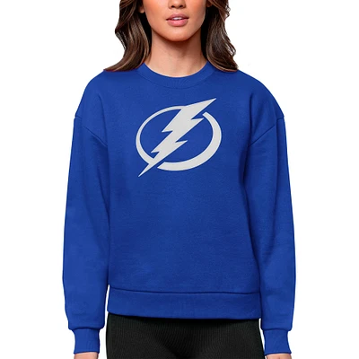 Women's Antigua Royal Tampa Bay Lightning Primary Logo Team Victory Crewneck Pullover Sweatshirt