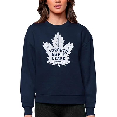 Women's Antigua Navy Toronto Maple Leafs Primary Logo Team Victory Crewneck Pullover Sweatshirt