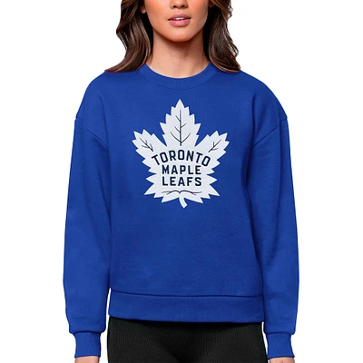 Women's Antigua Royal Toronto Maple Leafs Primary Logo Team Victory Crewneck Pullover Sweatshirt