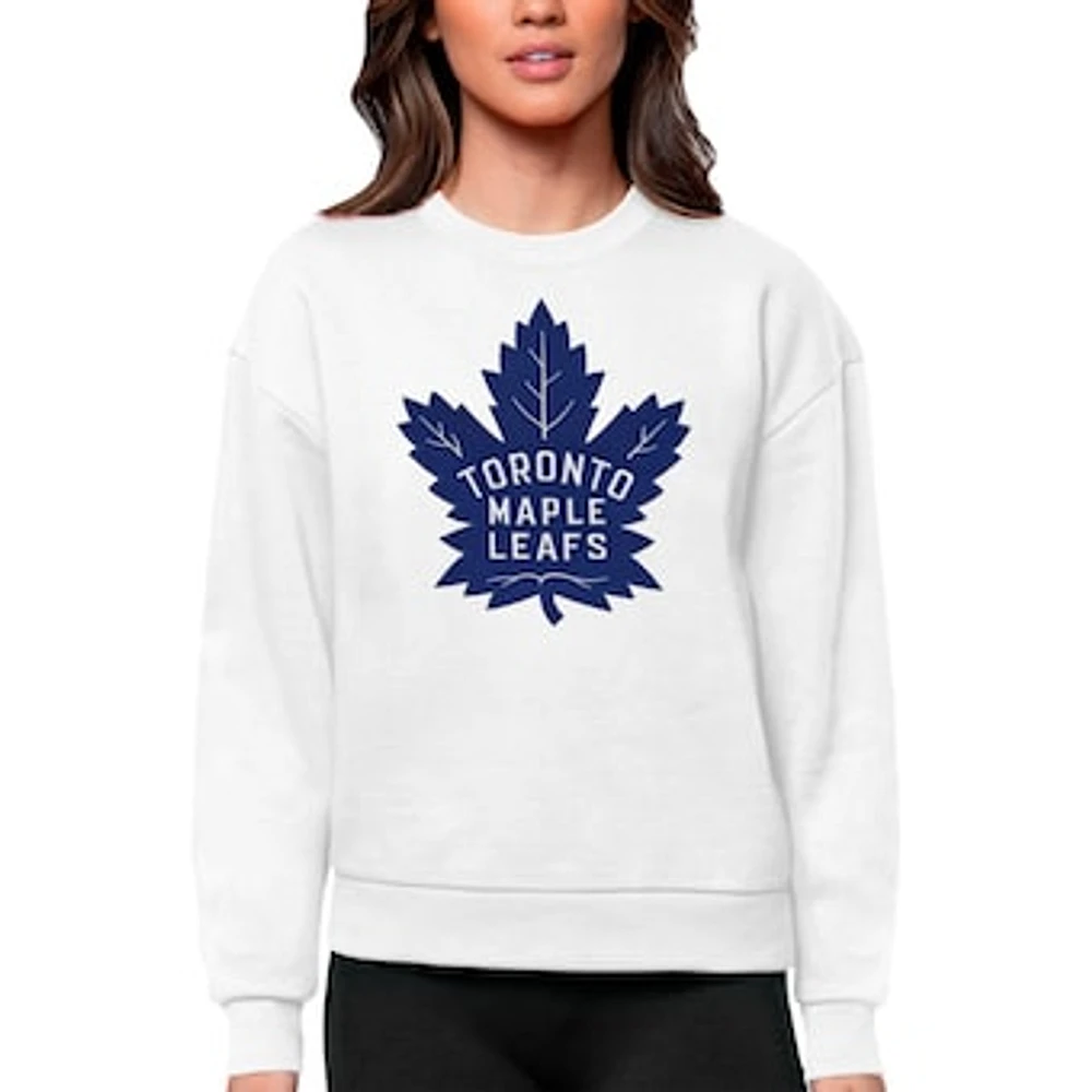 Women's Antigua Toronto Maple Leafs Primary Logo Team Victory Crewneck Pullover Sweatshirt