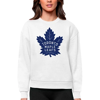 Women's Antigua Toronto Maple Leafs Primary Logo Team Victory Crewneck Pullover Sweatshirt