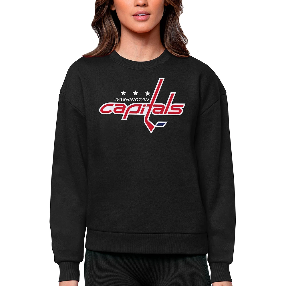 Women's Antigua Washington Capitals Primary Logo Team Victory Crewneck Pullover Sweatshirt