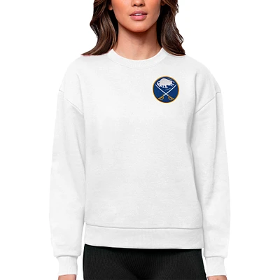 Women's Antigua White Buffalo Sabres Primary Logo Victory Crewneck Pullover Sweatshirt