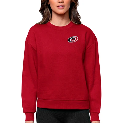 Women's Antigua Red Carolina Hurricanes Primary Logo Victory Crewneck Pullover Sweatshirt