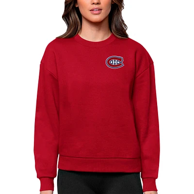 Women's Antigua Red Montreal Canadiens Primary Logo Victory Crewneck Pullover Sweatshirt