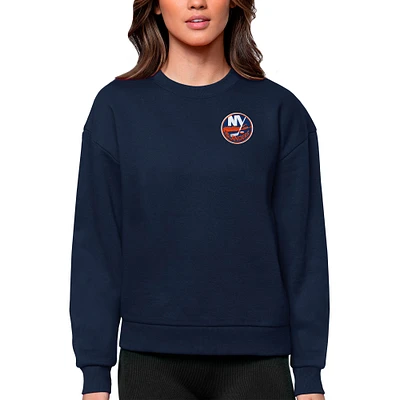 Women's Antigua Navy New York Islanders Primary Logo Victory Crewneck Pullover Sweatshirt