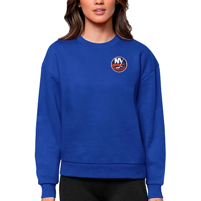 Women's Antigua Royal New York Islanders Primary Logo Victory Crewneck Pullover Sweatshirt