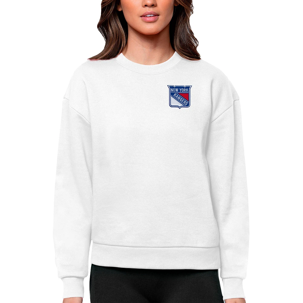 Women's Antigua New York Rangers Primary Logo Victory Crewneck Pullover Sweatshirt