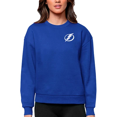 Women's Antigua Royal Tampa Bay Lightning Primary Logo Victory Crewneck Pullover Sweatshirt