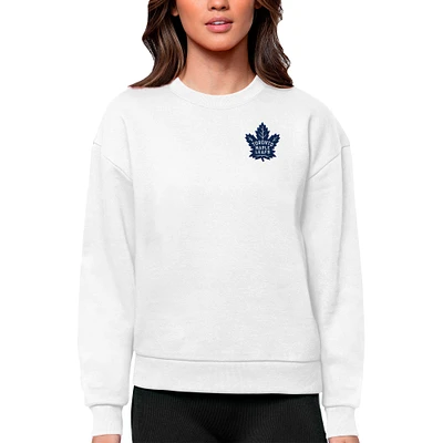 Women's Antigua Toronto Maple Leafs Primary Logo Victory Crewneck Pullover Sweatshirt