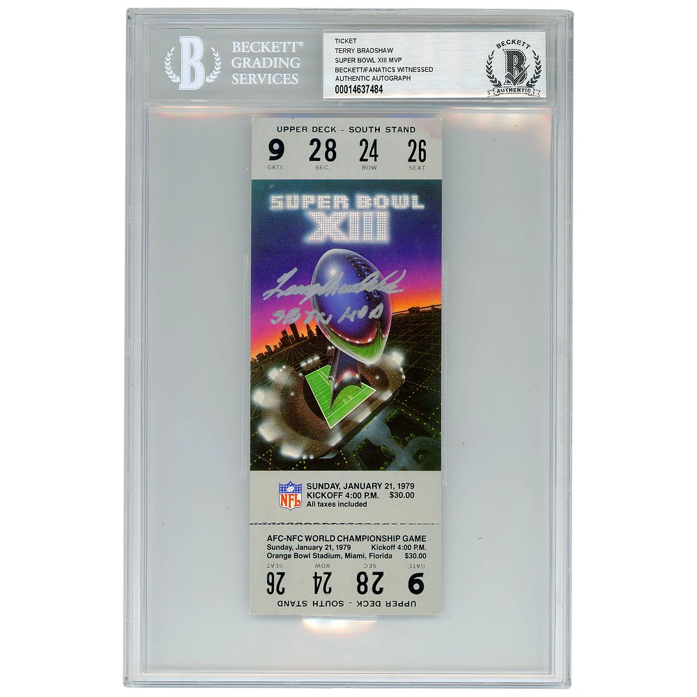Terry Bradshaw Pittsburgh Steelers Autographed Ticket with "SB XIII MVP" Inscription - Beckett/Fanatics Witnessed