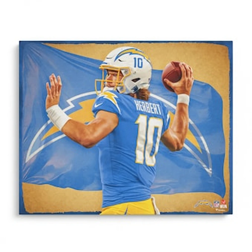 Justin Herbert Los Angeles Chargers Unsigned 16" x 20" Photo Print - Designed by Artist Brian Konnick