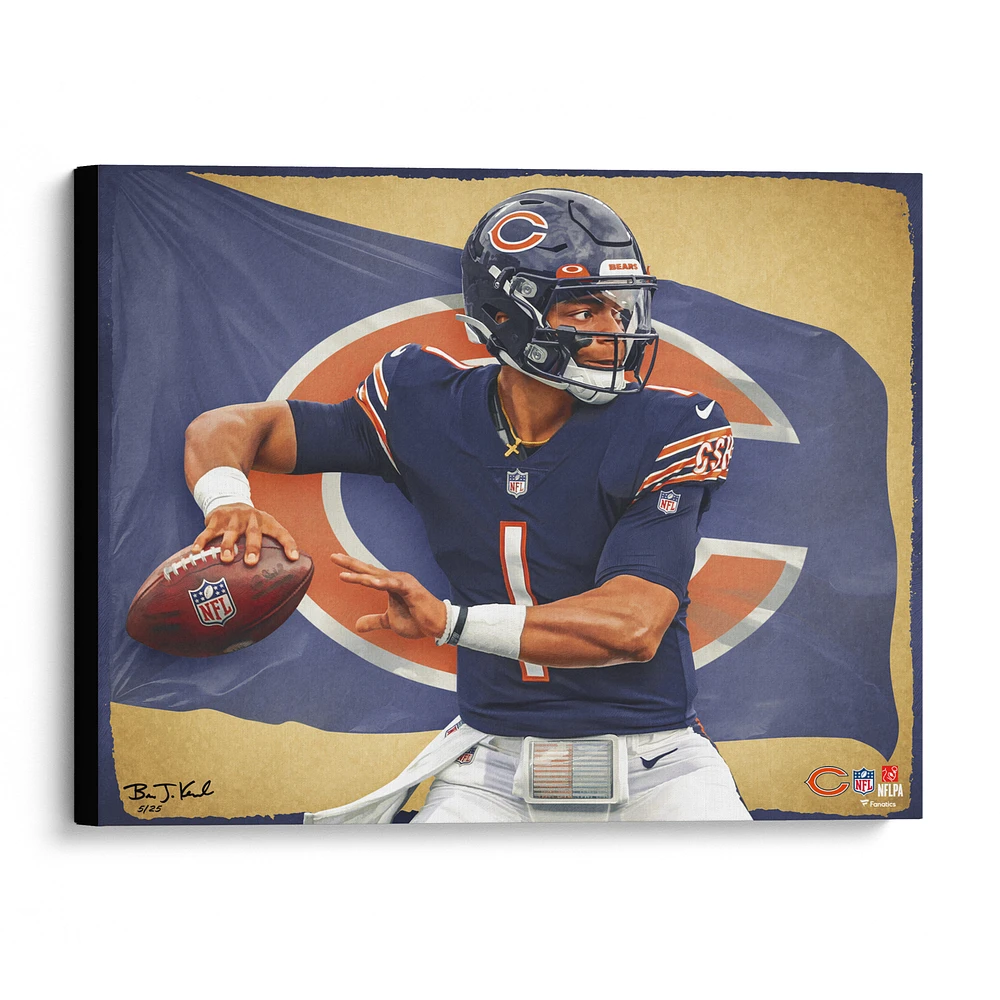 Chicago Bears Stretched 20" x 24" Canvas Giclee Print - Designed and Signed by Artist Brian Konnick - Limited Edition of 25