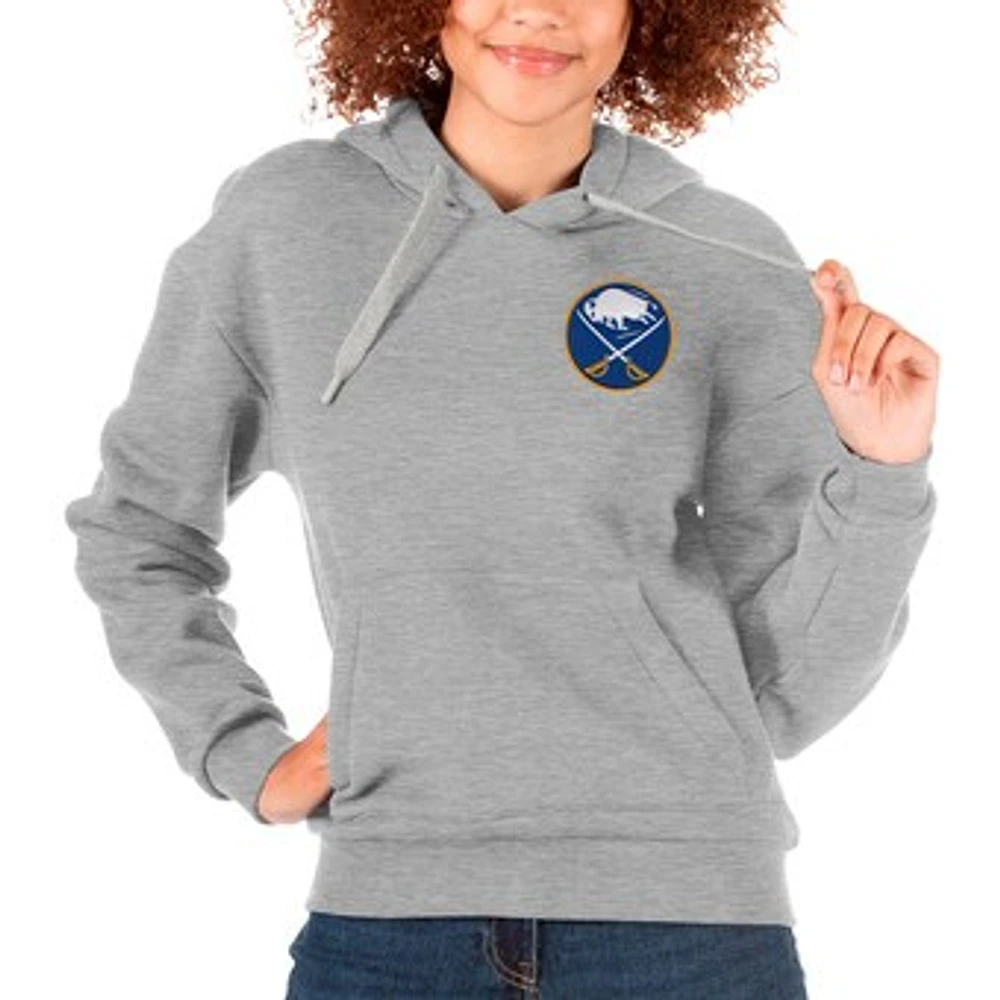 Women's Antigua Heather Gray Buffalo Sabres Primary Logo Victory Pullover Hoodie