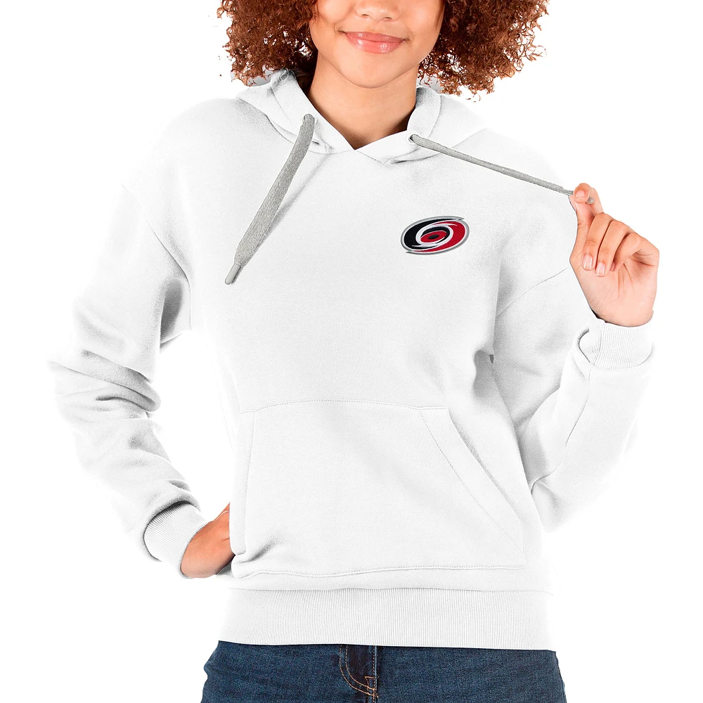 Women's Antigua White Carolina Hurricanes Primary Logo Victory Pullover Hoodie