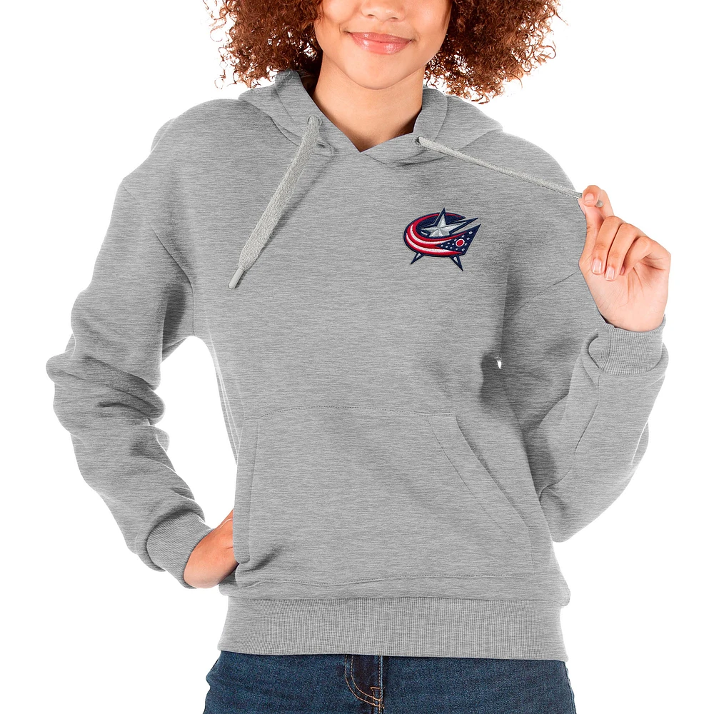 Shop Antigua Women's Antigua Heather Gray Columbus Blue Jackets
