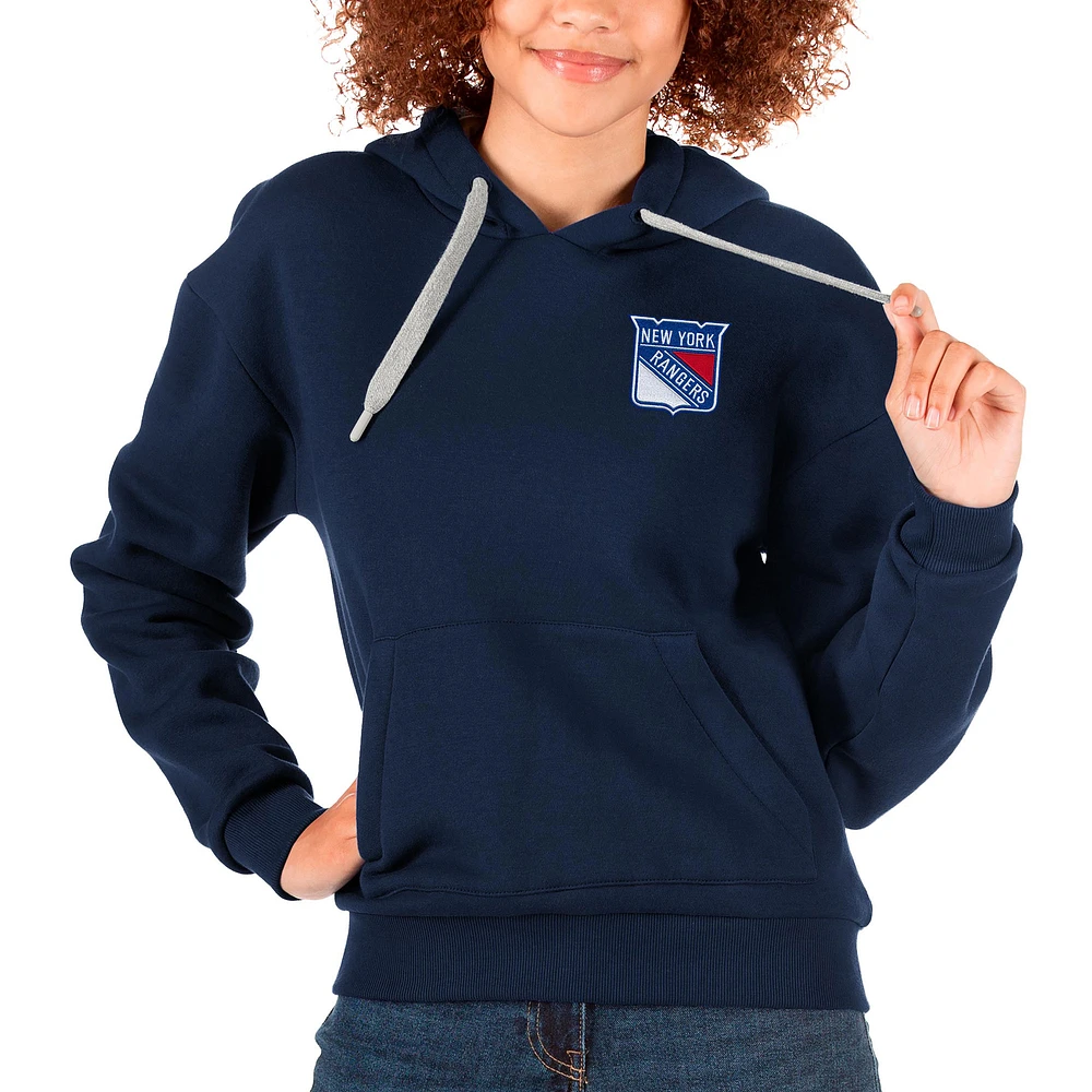 Women's Antigua Navy New York Rangers Primary Logo Victory Pullover Hoodie