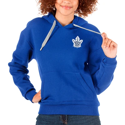 Women's Antigua Royal Toronto Maple Leafs Primary Logo Victory Pullover Hoodie