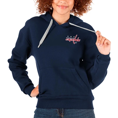 Women's Antigua Navy Washington Capitals Primary Logo Victory Pullover Hoodie