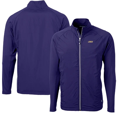 Men's Cutter & Buck Purple James Madison Dukes Adapt Eco Knit Hybrid Recycled Full-Zip Jacket
