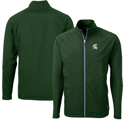 Men's Cutter & Buck Green Michigan State Spartans Adapt Eco Knit Hybrid Recycled Full-Zip Jacket