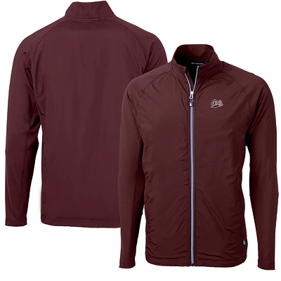 Men's Cutter & Buck Maroon Montana Grizzlies Adapt Eco Knit Hybrid Recycled Full-Zip Jacket