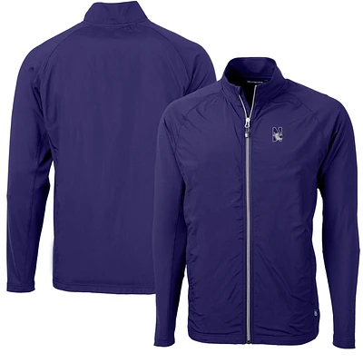 Men's Cutter & Buck Purple Northwestern Wildcats Adapt Eco Knit Hybrid Recycled Full-Zip Jacket