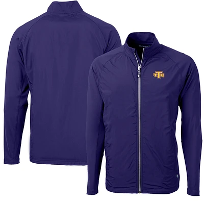 Men's Cutter & Buck Purple Tennessee Tech Golden Eagles Adapt Eco Knit Hybrid Recycled Full-Zip Jacket