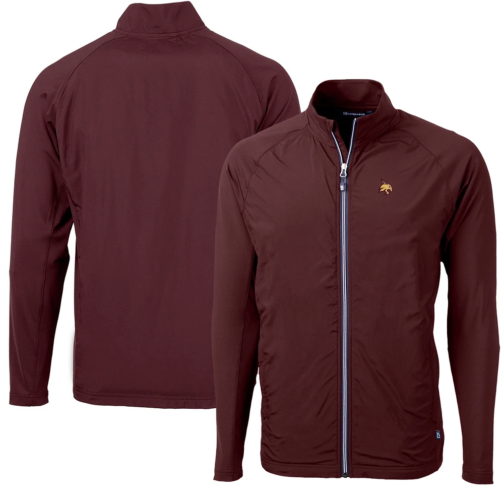 Men's Cutter & Buck Maroon Texas State Bobcats Adapt Eco Knit Hybrid Recycled Full-Zip Jacket