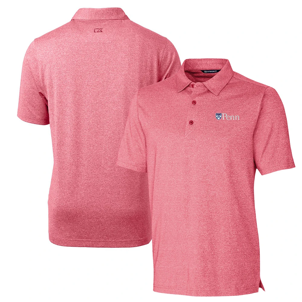 Men's Cutter & Buck Heather Red Pennsylvania Quakers Forge Stretch Polo