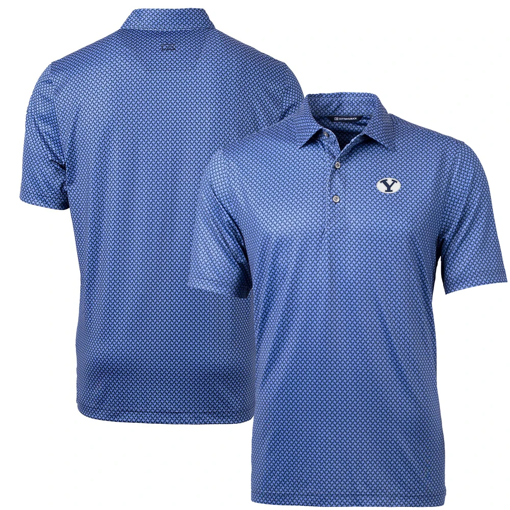 Men's Cutter & Buck Navy BYU Cougars Pike Banner Print Polo