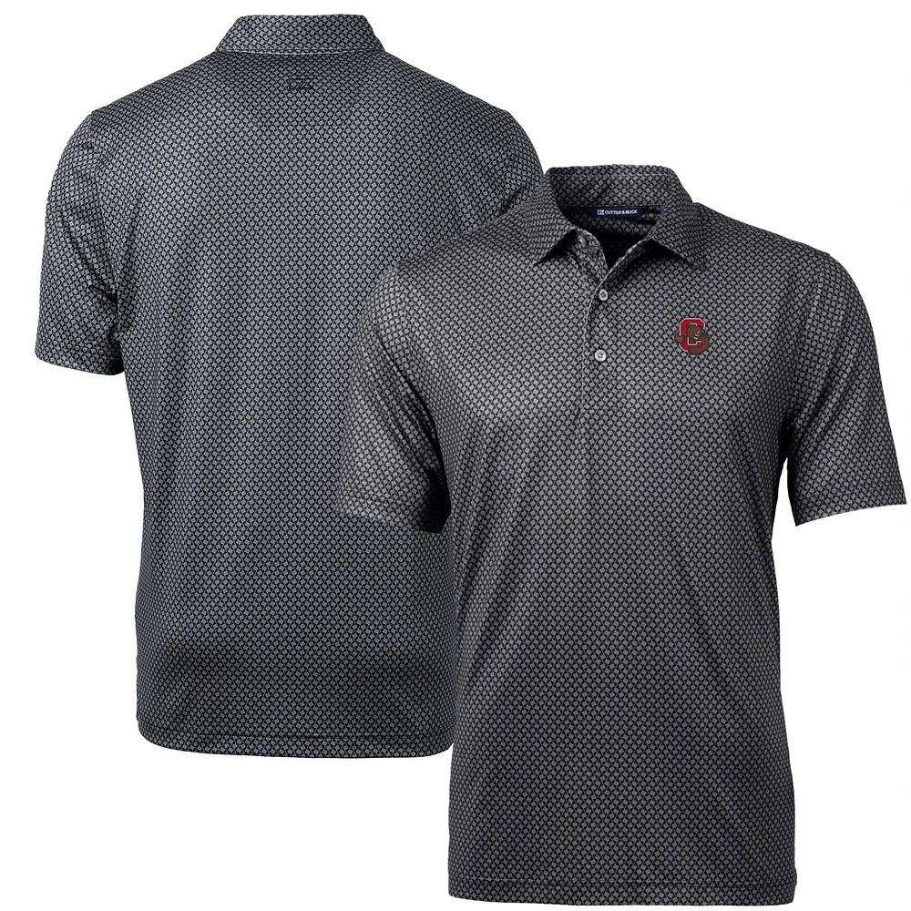 Men's Cutter & Buck Black Cornell Big Red Pike Banner Print Polo