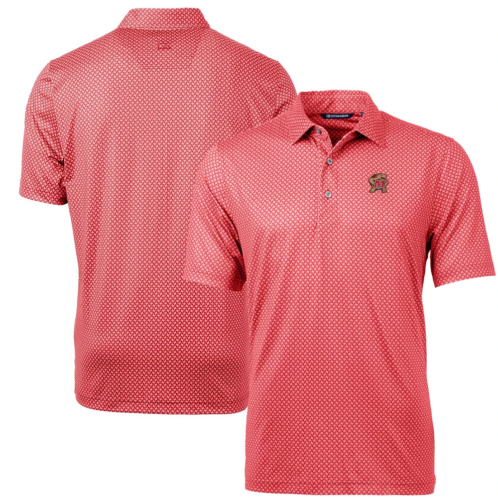 Men's Cutter & Buck Red Maryland Terrapins Pike Banner Print Polo