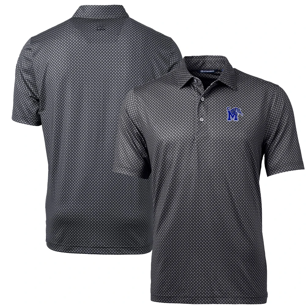 Men's Cutter & Buck Black Memphis Tigers Pike Banner Print Polo