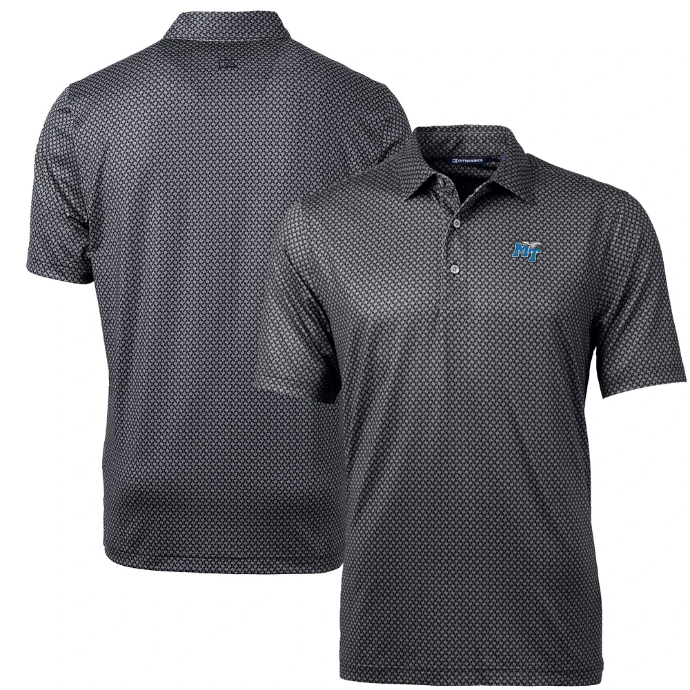 Men's Cutter & Buck Black MTSU Blue Raiders Pike Banner Print Polo