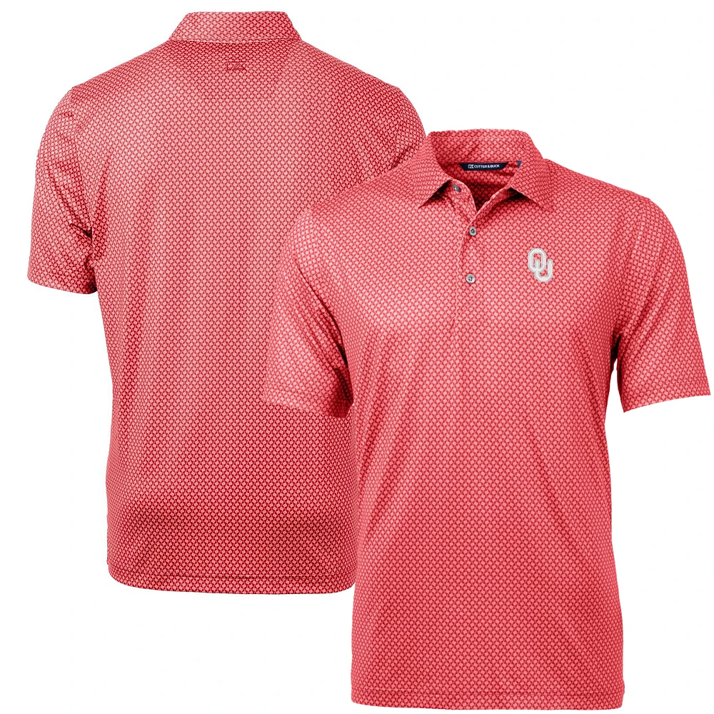 Men's Cutter & Buck Crimson Oklahoma Sooners Pike Banner Print Polo