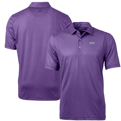 Men's Cutter & Buck Purple TCU Horned Frogs Pike Banner Print Polo