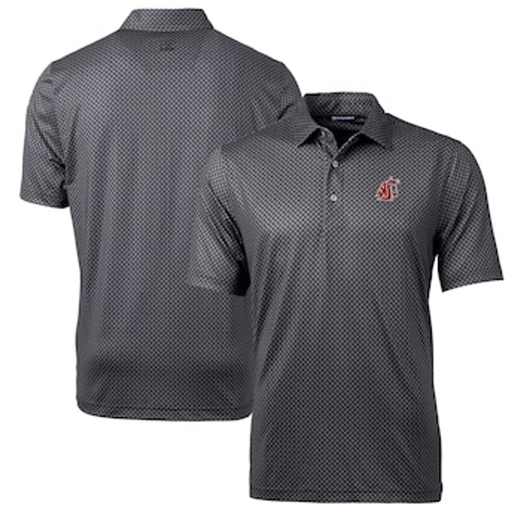 Men's Cutter & Buck Black Washington State Cougars Pike Banner Print Polo