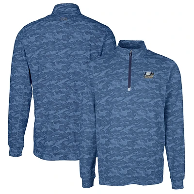 Men's Cutter & Buck Navy Georgia Southern Eagles Traverse Camo Print Stretch Quarter-Zip Pullover Top