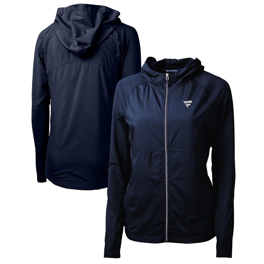 Women's Cutter & Buck Navy Fanatics Corporate Adapt Eco Knit Hybrid Recycled Full-Zip Hoodie