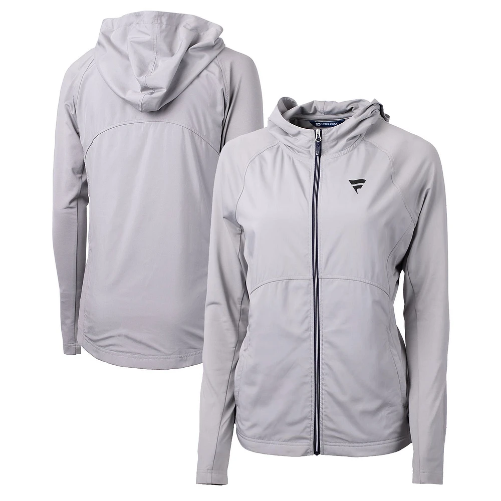 Women's Cutter & Buck Silver Fanatics Corporate Adapt Eco Knit Hybrid Recycled Full-Zip Hoodie