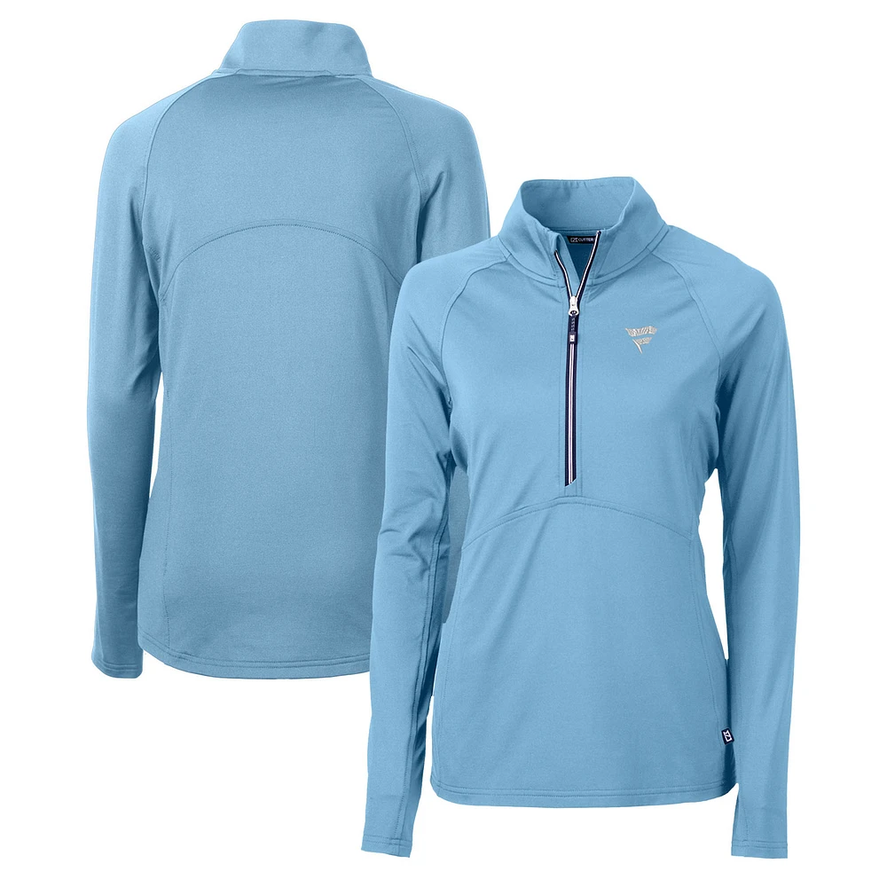 Women's Cutter & Buck Light Blue Fanatics Corporate Adapt Eco Knit Stretch Recycled Half-Zip Pullover Top