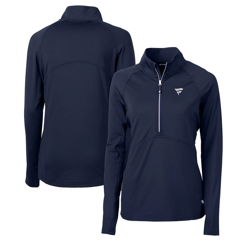 Women's Cutter & Buck Navy Fanatics Corporate Adapt Eco Knit Stretch Recycled Half-Zip Pullover Top