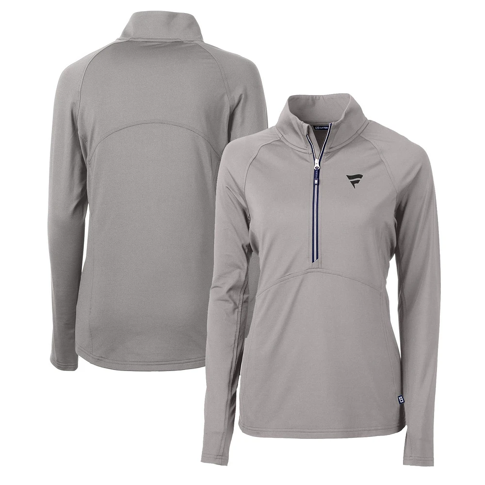 Women's Cutter & Buck Silver Fanatics Corporate Adapt Eco Knit Stretch Recycled Half-Zip Pullover Top