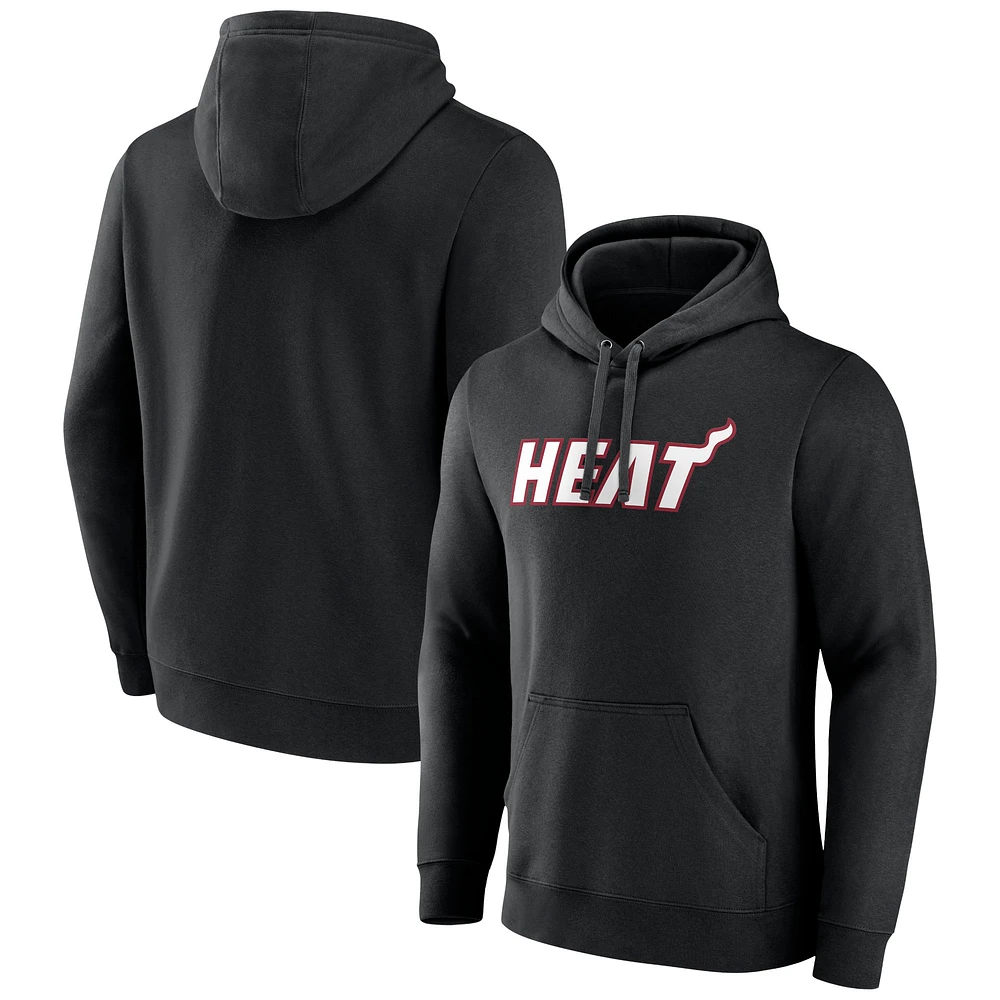 Men's Black Miami Heat Wordmark Team Logo Pullover Hoodie