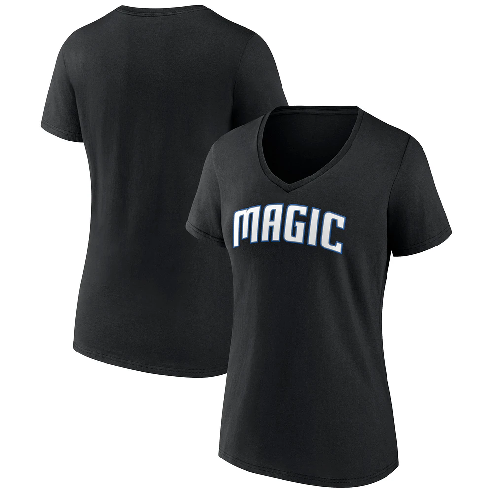 Women's Black Orlando Magic Wordmark V-Neck T-Shirt